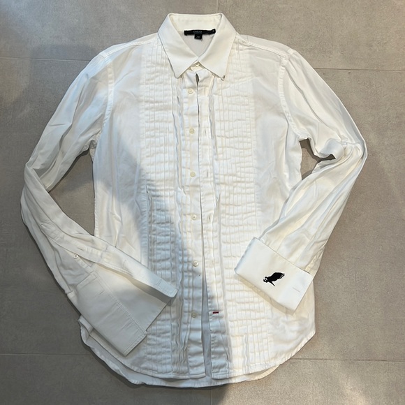 RED VALENTINO men size 48 medium white button down shirt dress black tie elegant - Picture 1 of 8